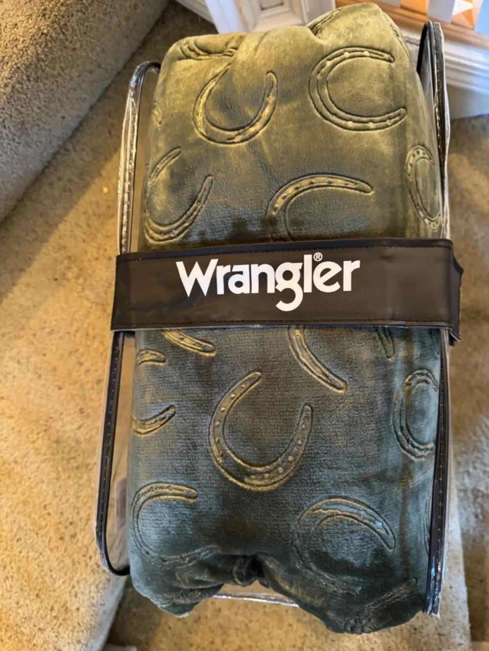 Wrangler Twin Plush Comforter Set Horseshoe Green 2 Pc NWT